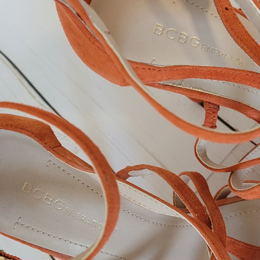 Orange Strappy Women's Heels - Picture 3 of 5